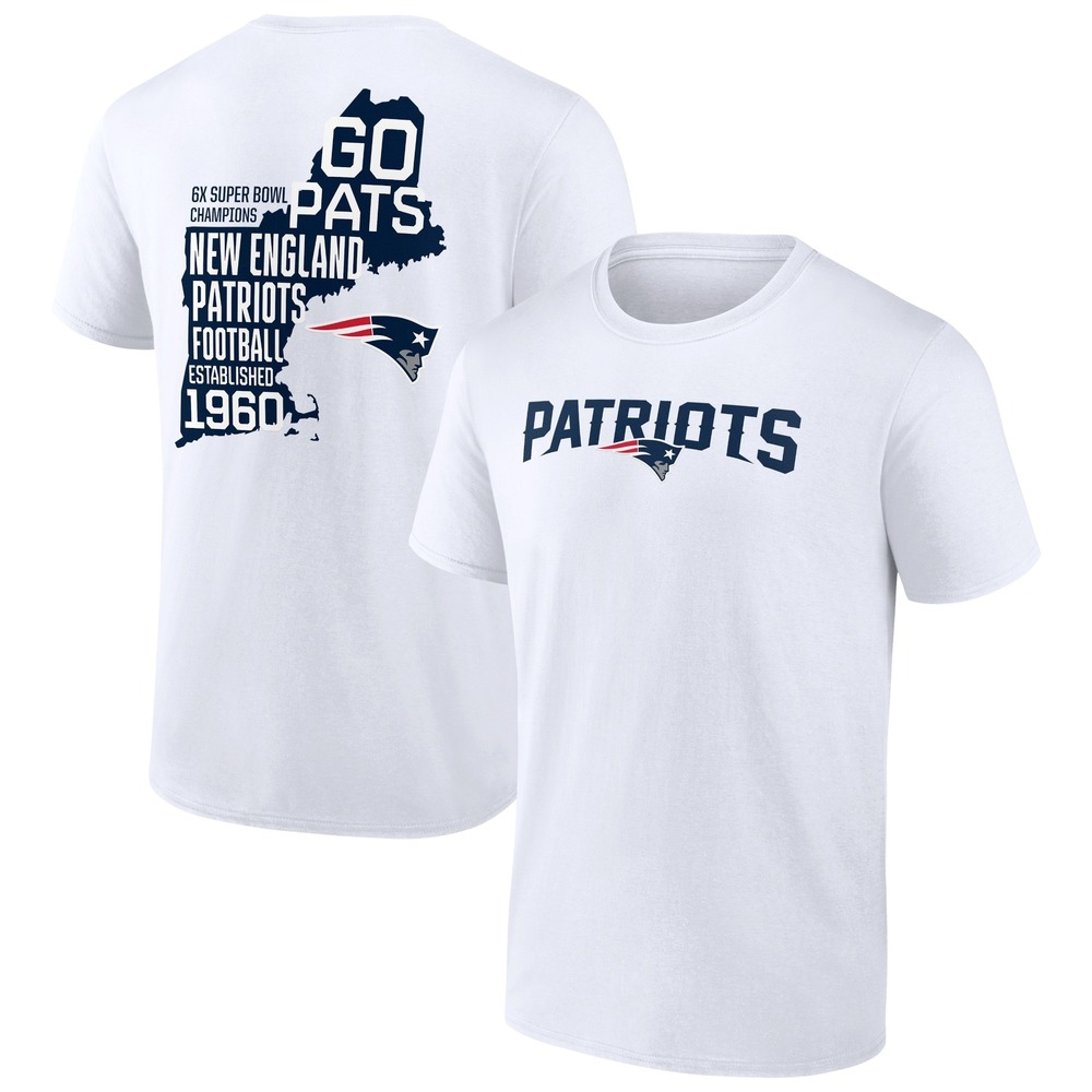 White New England Patriots Hot Shot T-Shirt 2 Sided
